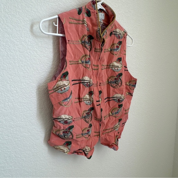90 TAPP New York Vintage Silk Asian Rice Print Vest - Picture 2 of 8